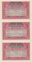 1917. 2K (3x) sorszámkövetők, mindegyik "Deutschösterreich" felülnyomással T:I,I-