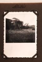 cca 1930-1940 Cséplés gőzgéppel, albumba rendezett fotók, 20 db fotó, 8x6 cm