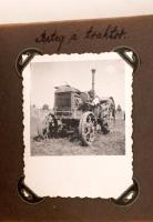 cca 1930-1940 Cséplés gőzgéppel, albumba rendezett fotók, 20 db fotó, 8x6 cm