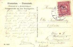 Kismarton, Eisenstadt; Permayer út, Járásbíróság, kiadja Josef Popper / street, court (EB)