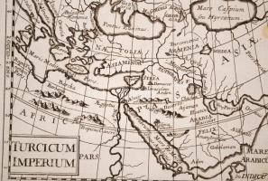 1684 A Török birodalom térképe, valamint a török szultánok felsorolása. Rézmetszet. Megjelent: Wagne...