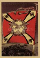 6 db MODERN fakszimile reprint motívumlap, a Wehrmacht zászlói / 6 modern facsimile reprint motive p...