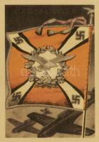 6 db MODERN fakszimile reprint motívumlap, a Wehrmacht zászlói / 6 modern facsimile reprint motive p...