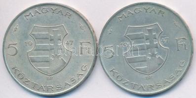 1947. 5Ft Ag "Kossuth" (2x) T:2-,3