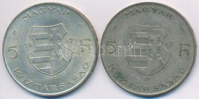 1947. 5Ft Ag "Kossuth" (2x) T:2-,3