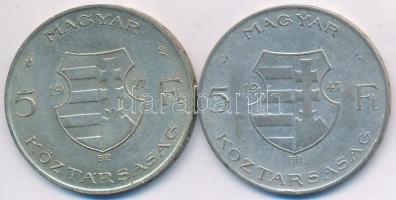 1947. 5Ft Ag "Kossuth" (2x) T:2-,3