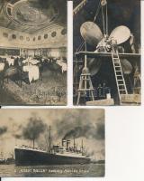 cca 1923-1935 5 db fotó a Hamburg-Amerika vonalon közlekedő SS Albert Ballin ill. a Hamburg gőzhajókról és belsejükről, feliratozva, különböző méretben