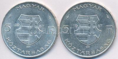 1947. 5Ft Ag "Kossuth" (2x) T:2,2-