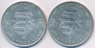 1947. 5Ft Ag "Kossuth" (2x) T:2,2-