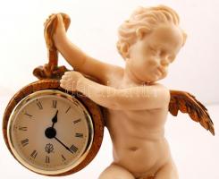 Modern, díszes, puttós asztali óra, elemes, m: 32,5 cm