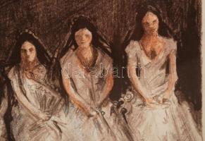 Ék Sándor (1902-1975): Balett. Színezett litográfia, papír, jelzett, üvegezett keretben, 50×37 cm