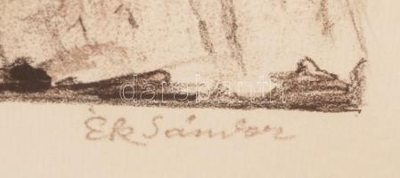 Ék Sándor (1902-1975): Balett. Színezett litográfia, papír, jelzett, üvegezett keretben, 50×37 cm