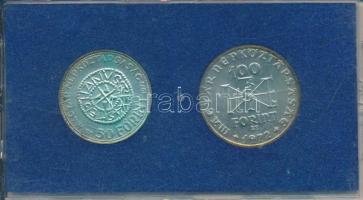 1972. 50Ft Ag + 100Ft Ag "Szent István" pár, kék plasztiktokban T:BU kis patina