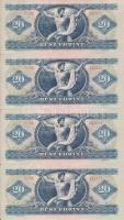 1975. 20Ft (4x) sorszámkövetők, nyomdai papírránccal T:II szép papír