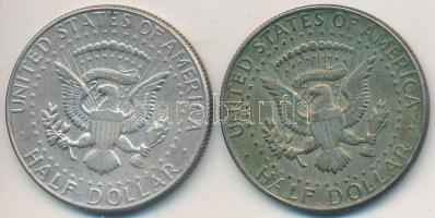 Amerikai Egyesült Államok 1967. 1/2$ Ag "Kennedy" + 1968D 1/2$ Ag "Kennedy" T:2,2- patina USA 1967. 1/2 Dollar Ag "Kennedy" + 1968D 1/2 Dollar Ag "Kennedy" C:XF,VF patina