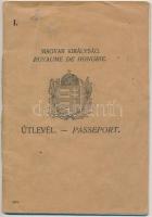 1926 Bp., A Magyar Királyság által kiadott fényképes útlevél sok okmánybélyeggel / 1926 Hungarian passport