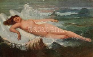 4 db RÉGI motívum képeslap, erotikus művész, vegyes minőség / 4 old motive postcards, erotic nude, m...