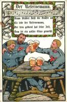 Der Reservemann / WWI K.u.K. military song, beer, reserve soldiers, Künstler-Kriegspostkarten Mappe 12695. (EK)