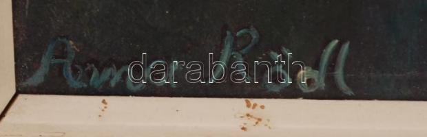 Anna Rödl: Loval. Olaj, farost, jelzett, keretben, 57×36 cm