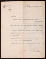 1904 Magyar Általános hitelbank levele Pfeiffer Géza igazgató helyettesnek arról, hogy 25 éves szolgálatáért 200 db cs. és kir. vert aranyat adományoznak neki