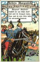 Reites Morgenlied / WWI German military song, cavalrymen, Künstler-Kriegspostkarten Mappe 12695. litho (EK)