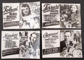 cca 1950 Fotómontázsok színészekről(Bihari József, Szirtes Ádám, Latabár Kálmán, Ferrari Violetta, Bessenyei Ferenc, Mészáros Ági, Tolnai Klári), Fekete György (1904-1990) budapesti fényképész hagyatékából, 4 db fénykép, 6x9 cm, 3 db üveglemez, 5x9 cm