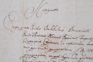 1709 Bercsényi Miklós gróf (1665-1725), a Rákóczi-szabadságharc egyik vezetője által saját kezűleg a...