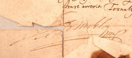 1709 Bercsényi Miklós gróf (1665-1725), a Rákóczi-szabadságharc egyik vezetője által saját kezűleg a...