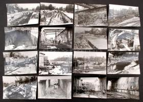 cca 1977-1978 Budapest, Üllői út, a Könyves Kálmán krt. és a vasúti híd közötti részen metró építés,...
