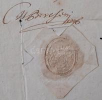 1708 Bercsényi Miklós gróf (1665-1725), a Rákóczi-szabadságharc egyik vezetője által saját kezűleg í...