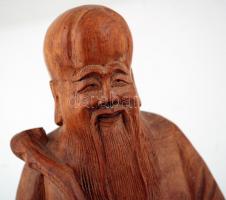 Shou Lao (a hosszú élet istene), faragott fa, m:26 cm