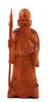 Shou Lao (a hosszú élet istene), faragott fa, m:18 cm