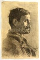 Sz. Csapó Márton (1889-?): Merengő férfi portréja 1906, szén, papír, 47,5×31 cm