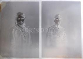 cca 1930 Eger, Foto-Gráf műtermében készült portrék katonákról, 13 db negatív üveglemezen, 12x16 cm