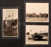 cca 1940 Párizs, fotóalbum  49 képpel, 3,5x2 és 12x18 cm közötti méretekben