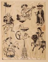 Shunboku Ooka (1676-1760): Ünnepség. Fametszet, papír, jelzés nélkül, paszpartuban, 20×15 cm