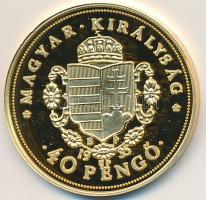 DN "Magyar aranypénzek utánveretben - Rákóczi Ferenc jubileumi 40 pengő" aranyozott Ag eml...