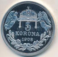 DN "Osztrák-Magyar Monarchia pénzei utánveretben - 1908. 5 korona" ezüstözött Cu-Ni emlékérem "COPY" beütéssel, tanúsítvánnyal (38mm) T:PP