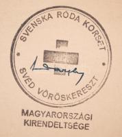 1944 A Svéd Vöröskereszt védelmi táblája (magyar, német és orosz nyelven) Budapest IX. kerületi laká...