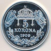 DN "Királyi koronák / 1909. 5K - I. Lajos" Ag emlékérem tanúsítvánnyal (20g/0.999/38,61mm)...