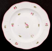 Óherendi lapos tányér, kézzel festett, jelzett (szalagos korona), hibátlan, d:25,5 cm