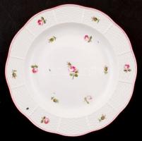 Óherendi lapos tányér, kézzel festett, jelzett (szalagos korona), hibátlan, d:25,5 cm