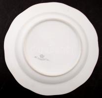 Óherendi lapos tányér, kézzel festett, jelzett (szalagos korona), hibátlan, d:25,5 cm