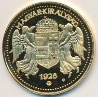 DN "Magyar aranypénzek utánveretben - Arany 20 pengő 1928" aranyozott Ag emlékérem (5.5g/0...