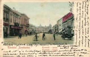 Zombor, Sombor; Kossuth utca, Schön Adolf kereskedése, kiadja Schön Adolf / street (kis szakadás / small tear)