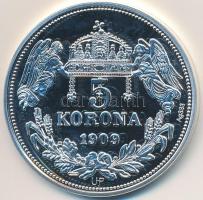 DN "Királyi koronák / 1909. 5K - II. Lajos" Ag emlékérem tanúsítvánnyal (20g/0.333/38,61mm...