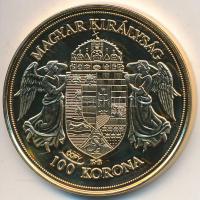 DN "Történelmi aranypénzek - Ferenc József 1908. 100 Korona" aranyozott Cu-Ni utánveret &q...