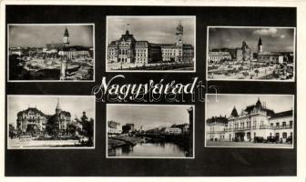 Nagyvárad, Oradea; Városháza, Sas palota, Hunnia szálloda, Kőrös híd / town-hall, palace, hotel, bridge