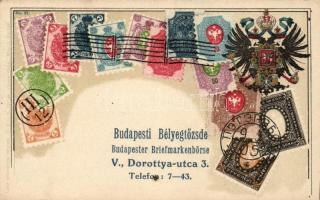 Oroszország, bélyegek, címer; Ottmar Zieher's Carte Philatelique No. 27.  (tűnyomok), Russia, Rossiya; set of stamps, coat of arms, Ottmar Zieher's Carte Philatelique No. 27.  (pinholes)