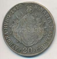 1842B 20Kr Ag "V. Ferdinánd" T:3 fny. Huszár: 2081., Unger III.:1419.